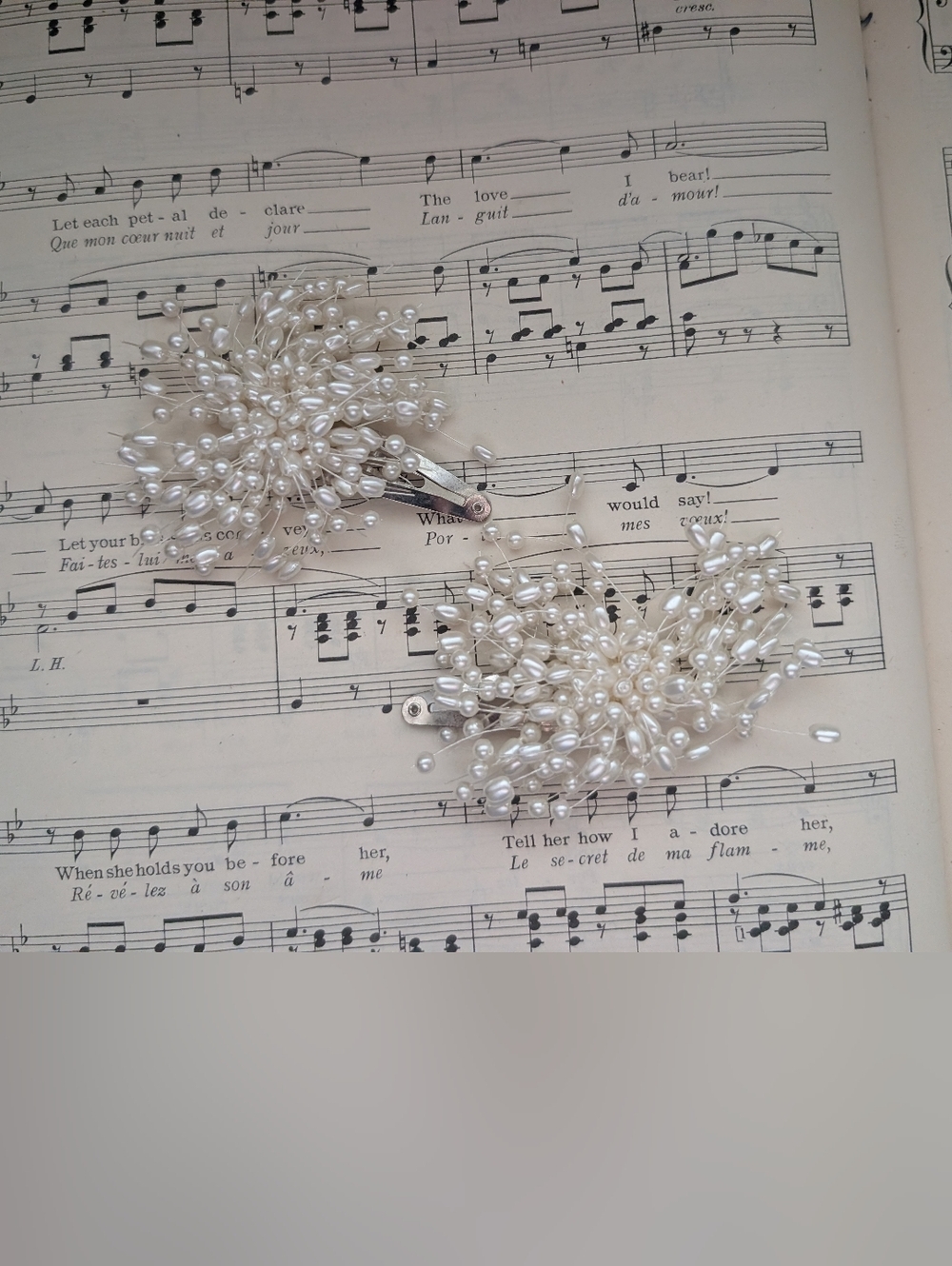 Pearl Cluster Drop Hair Clips Bridal- Cream Pearl Statement